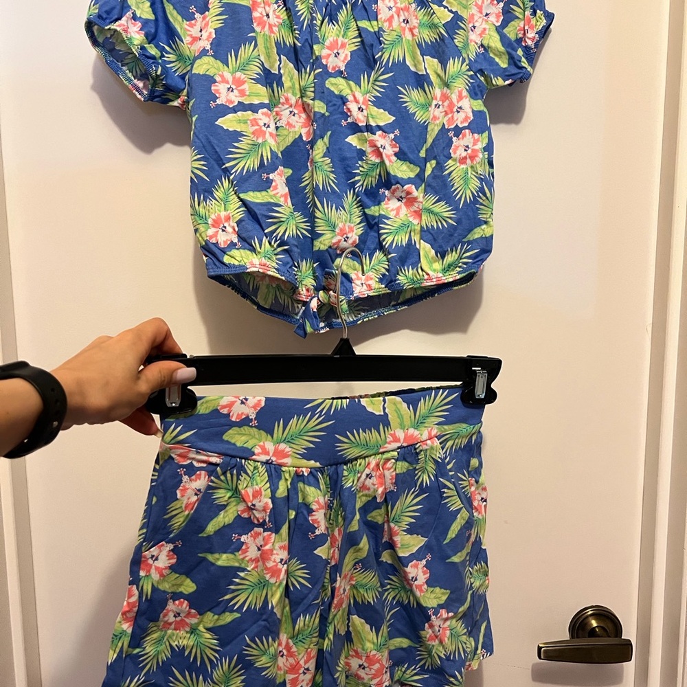 Floral Blue Two-Piece Set